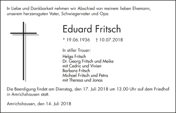 Traueranzeige von Eduard Fritsch 