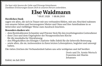 Traueranzeige von Else Waidmann 