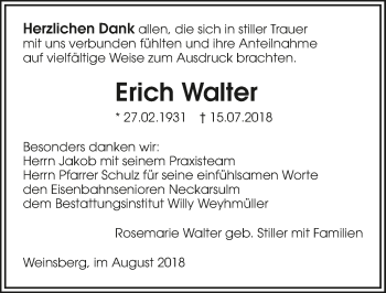 Traueranzeige von Erich Walter 