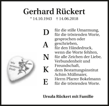 Traueranzeige von Gerhard Rückert 