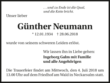 Traueranzeige von Günther Neumann 