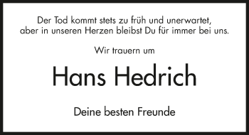 Traueranzeige von Hans Hedrich 