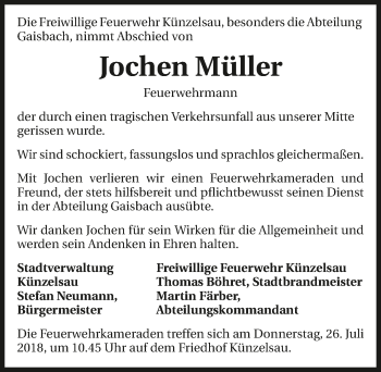 Traueranzeige von Jochen Müller 