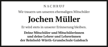 Traueranzeige von Jochen Müller 