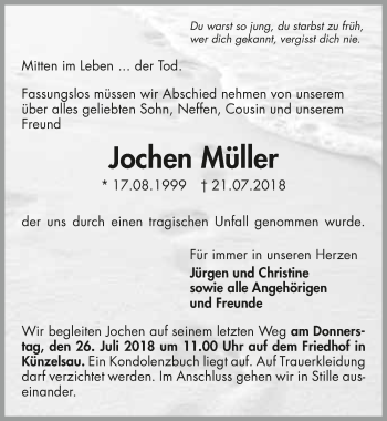 Traueranzeige von Jochen Müller 