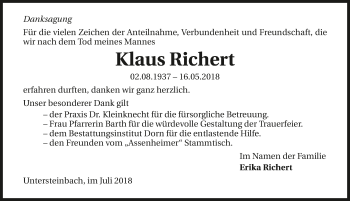 Traueranzeige von Klaus Richert 