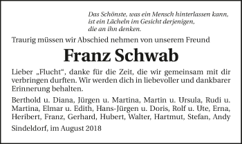 Traueranzeige von Franz Schwab 