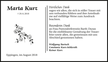 Traueranzeige von Marta Kurz 