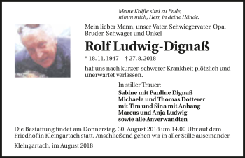 Traueranzeige von Rolf Ludwig-Dignaß 