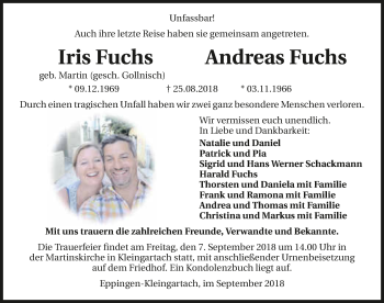 Traueranzeige von Andreas Fuchs 