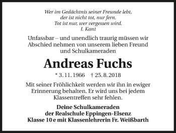 Traueranzeige von Andreas Fuchs 