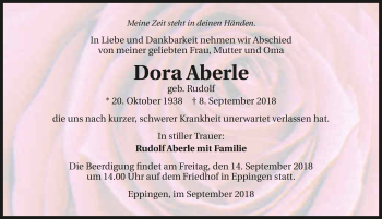 Traueranzeige von Dora Aberle 