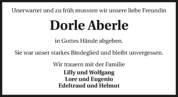 Traueranzeige von Dorle Aberle 