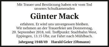 Traueranzeige von Günter Mack 