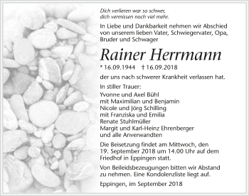 Traueranzeige von Rainer Herrmann 