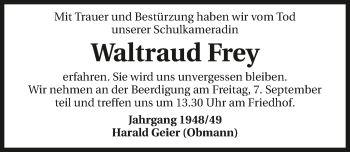 Traueranzeige von Waltraud Frey 