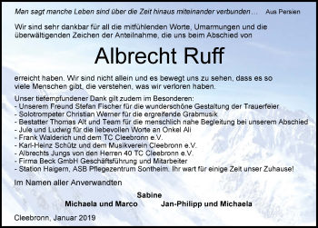 Traueranzeige von Albrecht Ruff 