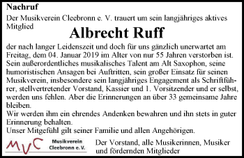 Traueranzeige von Albrecht Ruff 