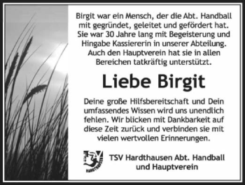 Traueranzeige von Birgit Pietsch 