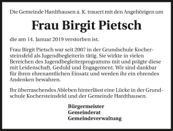 Traueranzeige von Birgit Pietsch 