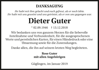 Traueranzeige von Dieter Guter 