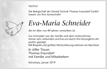 Traueranzeige von Eva-Maria Schneider 