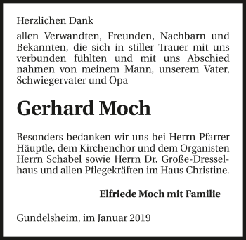 Traueranzeige von Gerhard Moch 