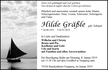 Traueranzeige von Hilde Gräßle 