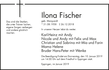 Traueranzeige von Ilona Fischer 