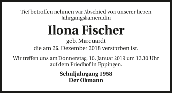 Traueranzeige von Ilona Fischer 