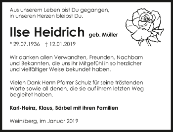 Traueranzeige von Ilse Heidrich 