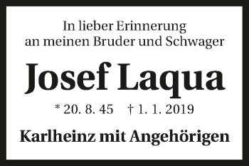 Traueranzeige von Josef Laqua 