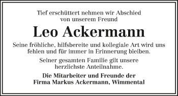 Traueranzeige von Leo Felix Ackermann 