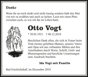 Traueranzeige von Otto Vogt 