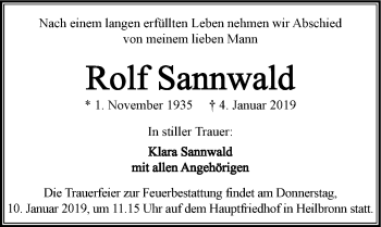 Traueranzeige von Rolf Sannwald 