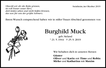 Traueranzeige von Burghild Muck 