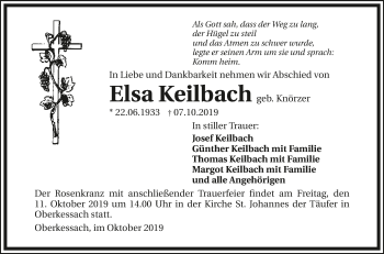 Traueranzeige von Elsa Keilbach 