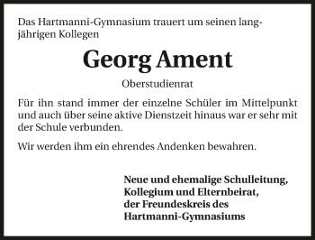 Traueranzeige von Georg Ament 