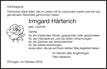 Traueranzeige von Irmgard Härterich 