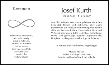 Traueranzeige von Josef Kurth 