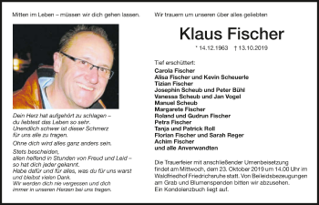 Traueranzeige von Klaus Fischer 