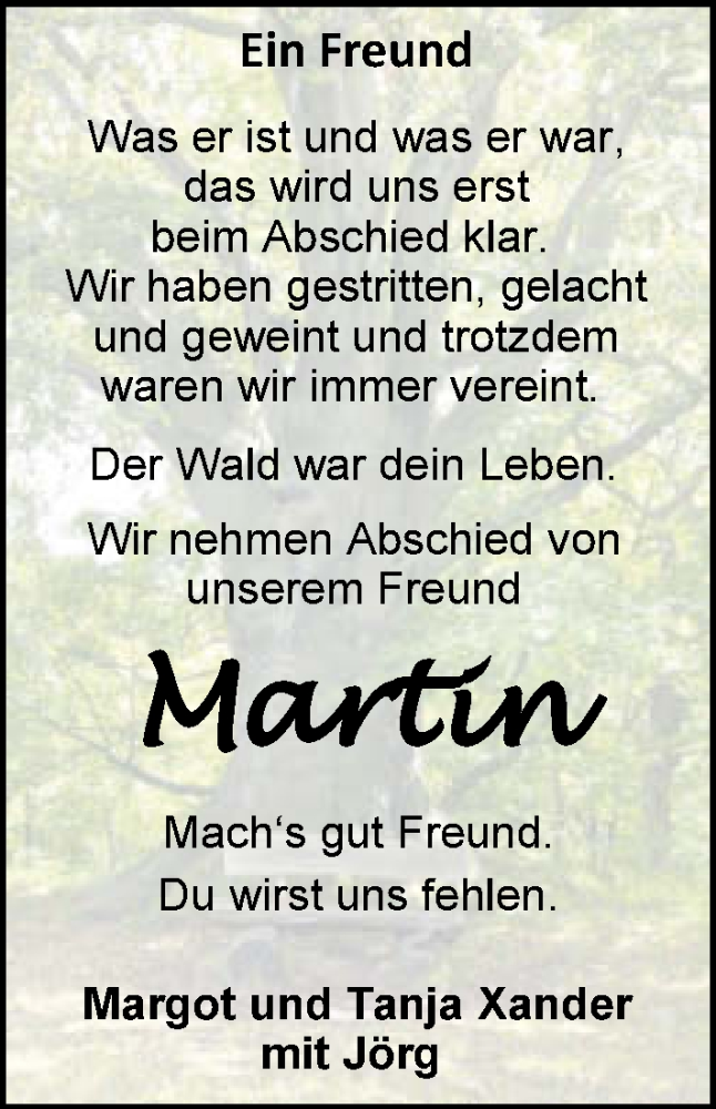  Traueranzeige für Martin Wöhr vom 31.10.2019 aus 