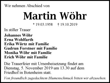 Traueranzeige von Martin Wöhr 