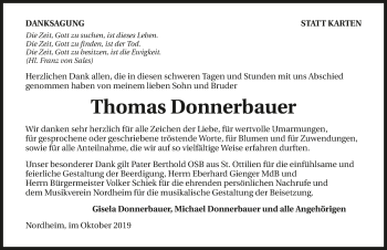 Traueranzeige von Thomas Donnerbauer 