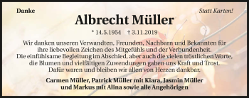 Traueranzeige von Albrecht Müller 