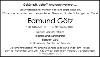 Traueranzeige von Edmund Götz 