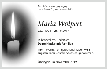 Traueranzeige von Maria Wolpert 