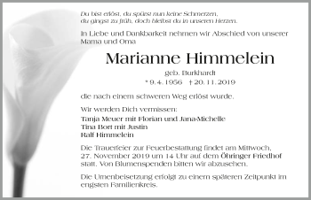 Traueranzeige von Marianne Himmelein 