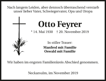 Traueranzeige von Otto Feyrer 