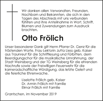 Traueranzeige von Otto Frölich 